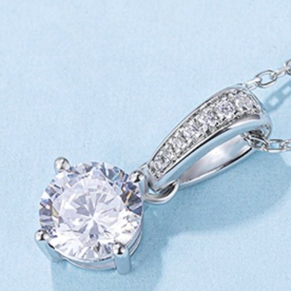 Moissanite Pendant with MD Bail Sterling Silver - Picture 4 of 5